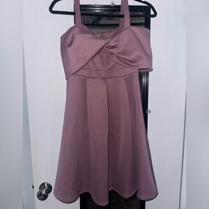 ASOS Dusty Mauve Twist Bust Fit & Flare Dress